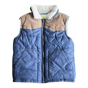 CRAZY 8 Puffer Vest Blue & Tan Fleece Lined Toddler Unisex Size 5T